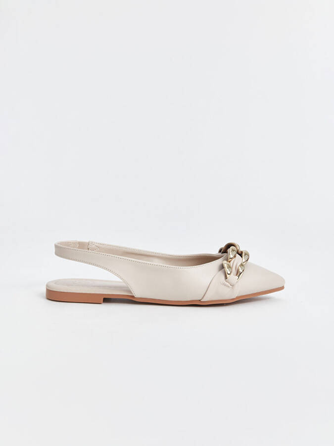 Chain Detail Pointed Toe Women Ballerina - 3