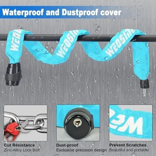 Chain Lock, Heavy Duty Anti-Theft Chain Lock, 2.72 Ft Security Locks with 12 Keys, Waterproof Lock Chain for Scooter, Motorcycle, Door, Gate, Fence - 4