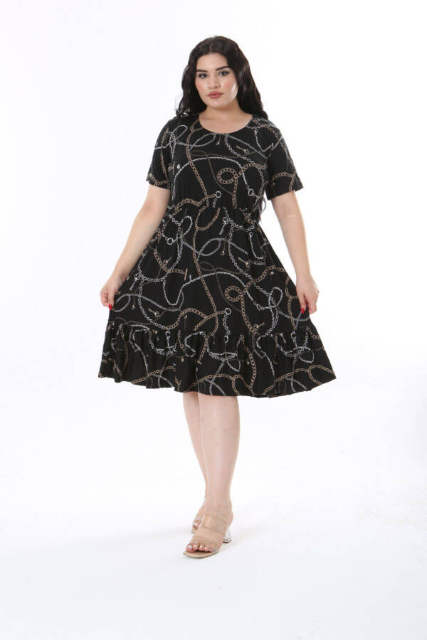 Chain Pattern Plus Size Short Dress - 1