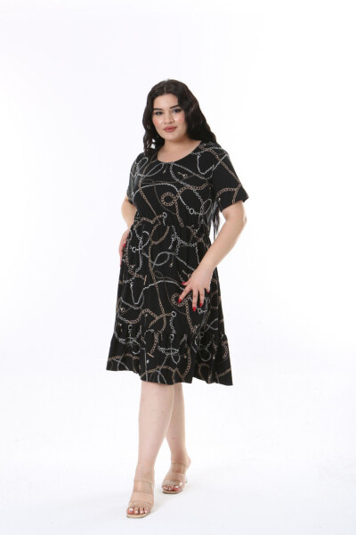 Chain Pattern Plus Size Short Dress - 2