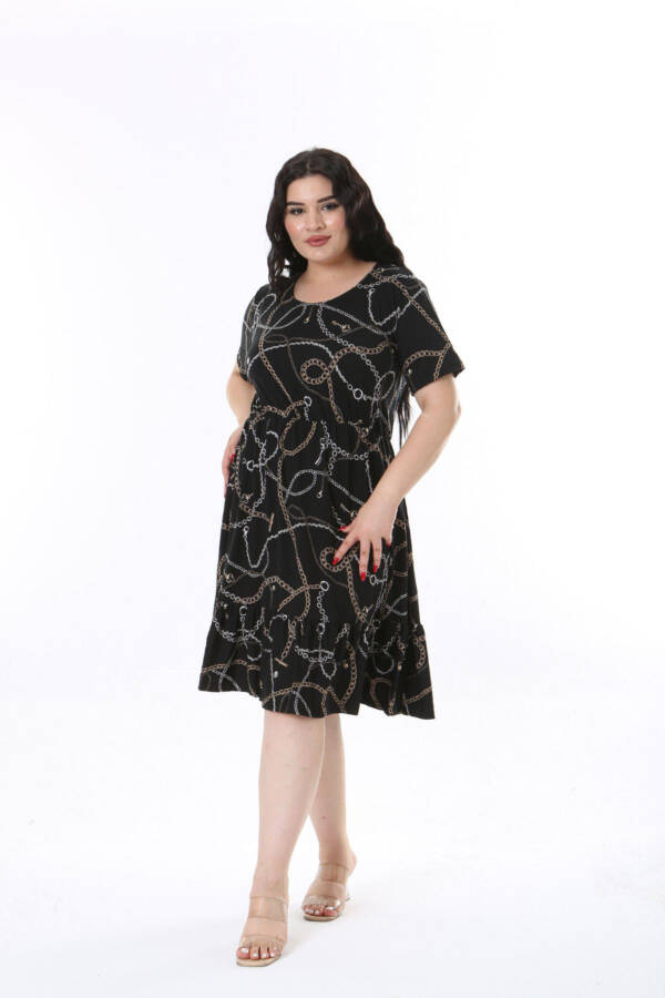 Chain Pattern Plus Size Short Dress - 2