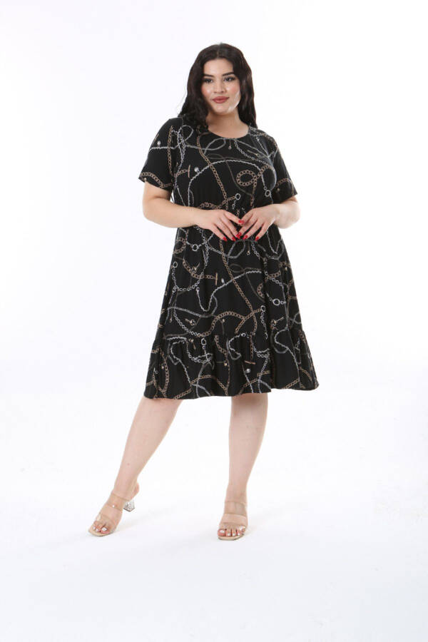 Chain Pattern Plus Size Short Dress - 3