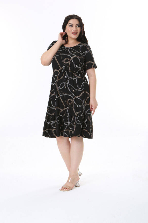 Chain Pattern Plus Size Short Dress - 5