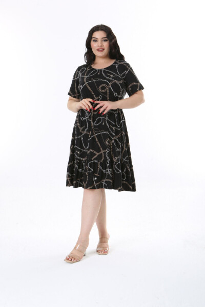 Chain Pattern Plus Size Short Dress - 6