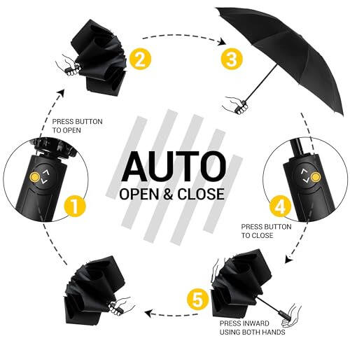 Chakipee Travel Inverted Umbrella Compact Windproof- Automatic reverse Umbrellas for Rain - Folding Portable Teflon Coating 48inch Span, 10 Ribs Large Umbrella - 2