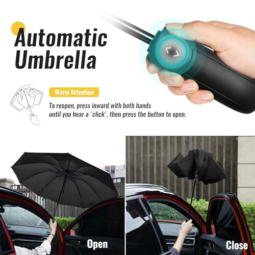 Chakipee Travel Inverted Umbrella Compact Windproof- Automatic reverse Umbrellas for Rain - Folding Portable Teflon Coating 48inch Span, 10 Ribs Large Umbrella - 3