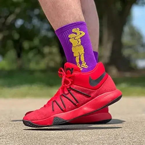 ChalkTalkSPORTS Basketball Performance Crew Socks - Jump Shot - Youth & Adult - Elite Basketball Mid-Calf Socks - 4