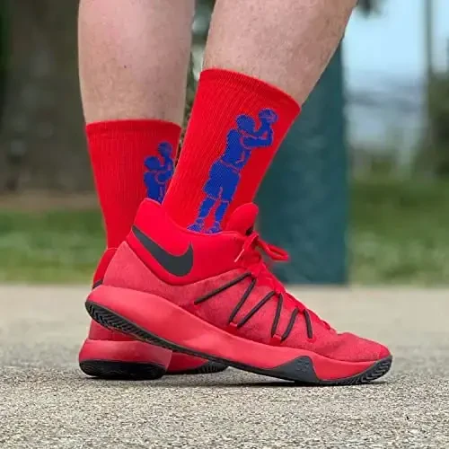 ChalkTalkSPORTS Basketball Performance Crew Socks - Jump Shot - Youth & Adult - Elite Basketball Mid-Calf Socks - 4