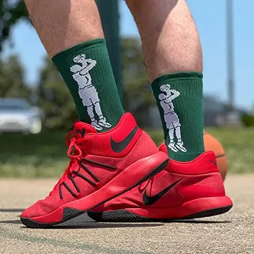 ChalkTalkSPORTS Basketball Performance Crew Socks - Jump Shot - Youth & Adult - Elite Basketball Mid-Calf Socks - 5