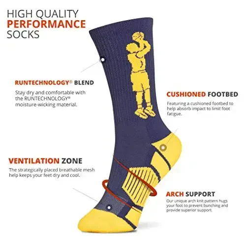 ChalkTalkSPORTS Basketball Performance Paypoqlar - Jump Shot - O'smirlar va Kattalar - Elite Basketbol O'rta Boldir Paypoqlari - 3