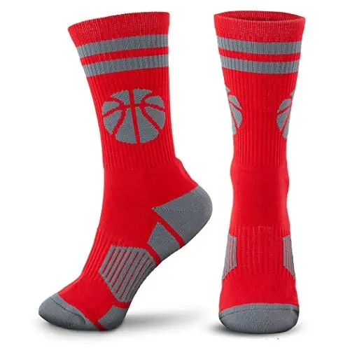 ChalkTalkSPORTS Basketball Socks - Cushioned Mid-Calf Crew - Youth & Adult | Moisture-Wicking Performance Blend, Athletic Basketball Gear, Stay-Up Technology, Arch Support, Breathable, Boys and Men 