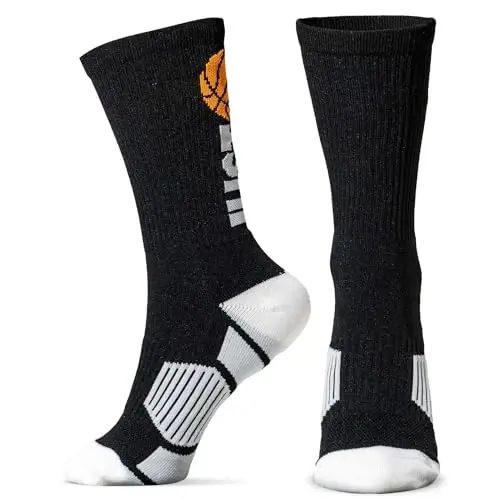 ChalkTalkSPORTS Basketball Socks - Cushioned Mid-Calf Crew - Youth & Adult | Moisture-Wicking Performance Blend, Athletic Basketball Gear, Stay-Up Technology, Arch Support, Breathable, Boys and Men - 5