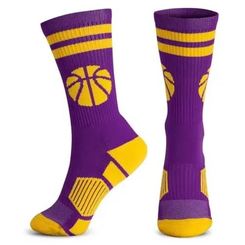 ChalkTalkSPORTS Basketball Socks - Cushioned Mid-Calf Crew - Youth & Adult | Moisture-Wicking Performance Blend, Athletic Basketball Gear, Stay-Up Technology, Arch Support, Breathable, Boys and Men - 1
