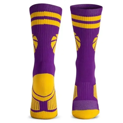 ChalkTalkSPORTS Basketball Socks - Cushioned Mid-Calf Crew - Youth & Adult | Moisture-Wicking Performance Blend, Athletic Basketball Gear, Stay-Up Technology, Arch Support, Breathable, Boys and Men - 4