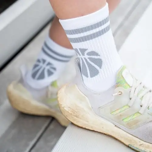 ChalkTalkSPORTS Basketball Socks - Cushioned Mid-Calf Crew - Youth & Adult | Moisture-Wicking Performance Blend, Athletic Basketball Gear, Stay-Up Technology, Arch Support, Breathable, Boys and Men - 6