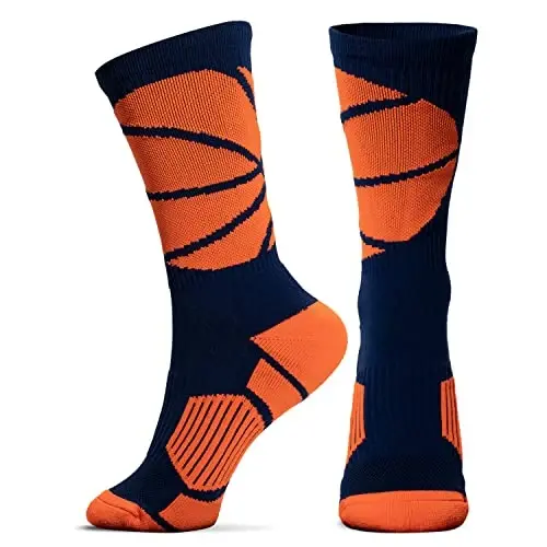 ChalkTalkSPORTS Basketball Socks - Cushioned Mid-Calf Crew - Youth & Adult | Moisture-Wicking Performance Blend, Athletic Basketball Gear, Stay-Up Technology, Arch Support, Breathable, Boys and Men - 1
