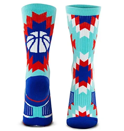 ChalkTalkSPORTS Basketball Socks - Cushioned Mid-Calf Crew - Youth & Adult | Moisture-Wicking Performance Blend, Athletic Basketball Gear, Stay-Up Technology, Arch Support, Breathable, Boys and Men - 1