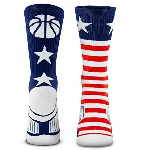 ChalkTalkSPORTS Basketball Socks - Cushioned Mid-Calf Crew - Youth & Adult | Moisture-Wicking Performance Blend, Athletic Basketball Gear, Stay-Up Technology, Arch Support, Breathable, Boys and Men - 1