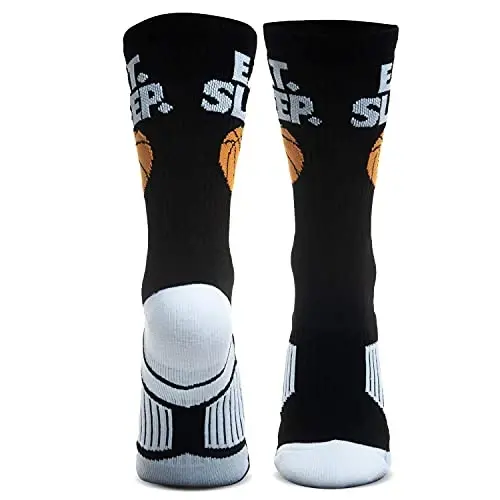 ChalkTalkSPORTS Basketball Socks - Cushioned Mid-Calf Crew - Youth & Adult | Moisture-Wicking Performance Blend, Athletic Basketball Gear, Stay-Up Technology, Arch Support, Breathable, Boys and Men - 6