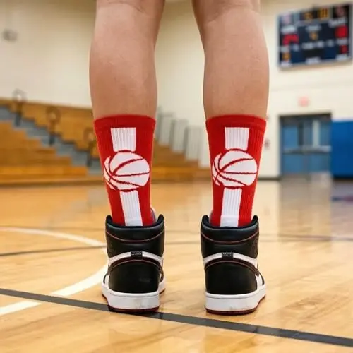 ChalkTalkSPORTS Basketball Socks - Cushioned Mid-Calf Crew - Youth & Adult | Moisture-Wicking Performance Blend, Athletic Basketball Gear, Stay-Up Technology, Arch Support, Breathable, Boys and Men - 3