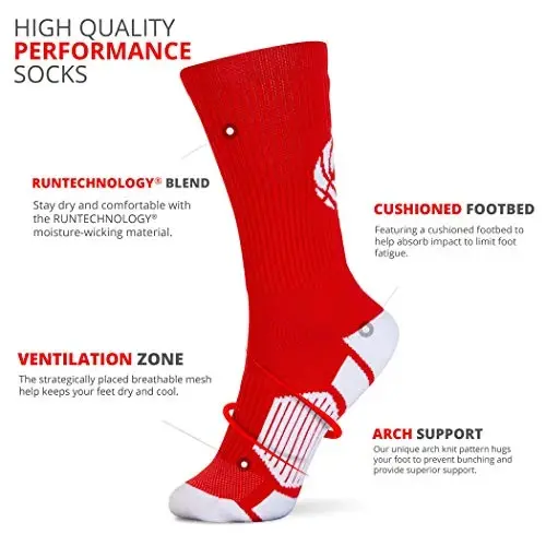 ChalkTalkSPORTS Basketball Socks - Cushioned Mid-Calf Crew - Youth & Adult | Moisture-Wicking Performance Blend, Athletic Basketball Gear, Stay-Up Technology, Arch Support, Breathable, Boys and Men - 4