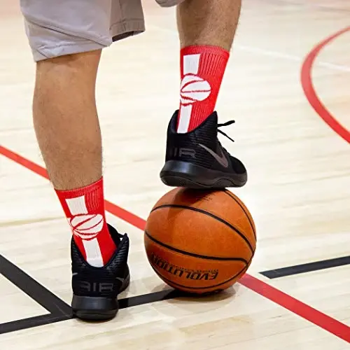 ChalkTalkSPORTS Basketball Socks - Cushioned Mid-Calf Crew - Youth & Adult | Moisture-Wicking Performance Blend, Athletic Basketball Gear, Stay-Up Technology, Arch Support, Breathable, Boys and Men - 5