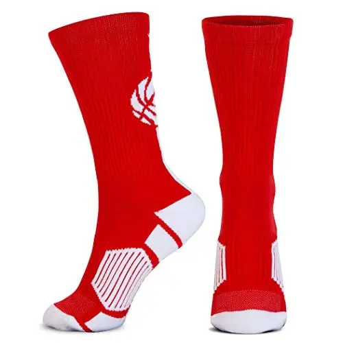 ChalkTalkSPORTS Basketball Socks - Cushioned Mid-Calf Crew - Youth & Adult | Moisture-Wicking Performance Blend, Athletic Basketball Gear, Stay-Up Technology, Arch Support, Breathable, Boys and Men - 6