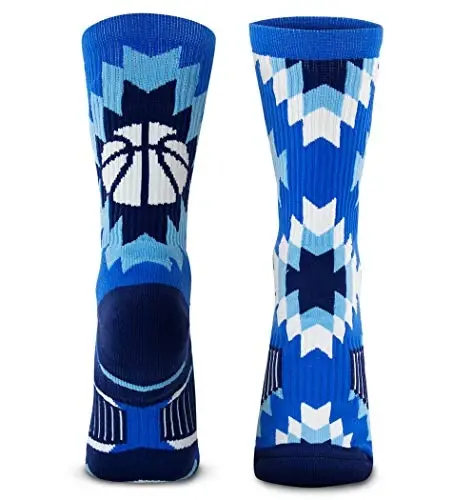 ChalkTalkSPORTS Basketball Socks - Cushioned Mid-Calf Crew - Youth & Adult | Moisture-Wicking Performance Blend, Athletic Basketball Gear, Stay-Up Technology, Arch Support, Breathable, Boys and Men - 1