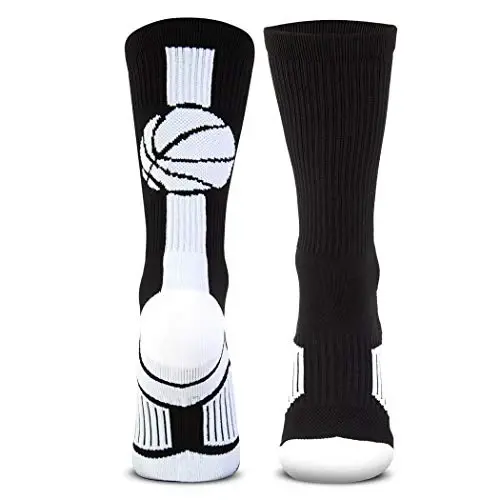 ChalkTalkSPORTS Basketball Socks - Cushioned Mid-Calf Crew - Youth & Adult | Moisture-Wicking Performance Blend, Athletic Basketball Gear, Stay-Up Technology, Arch Support, Breathable, Boys and Men - 1