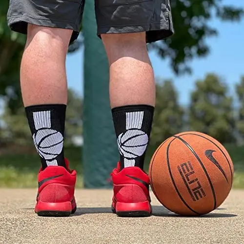 ChalkTalkSPORTS Basketball Socks - Cushioned Mid-Calf Crew - Youth & Adult | Moisture-Wicking Performance Blend, Athletic Basketball Gear, Stay-Up Technology, Arch Support, Breathable, Boys and Men - 5