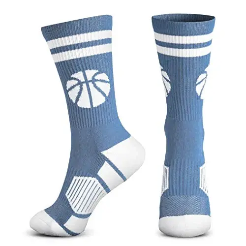 ChalkTalkSPORTS Basketball Socks - Cushioned Mid-Calf Crew - Youth & Adult | Moisture-Wicking Performance Blend, Athletic Basketball Gear, Stay-Up Technology, Arch Support, Breathable, Boys and Men - 1