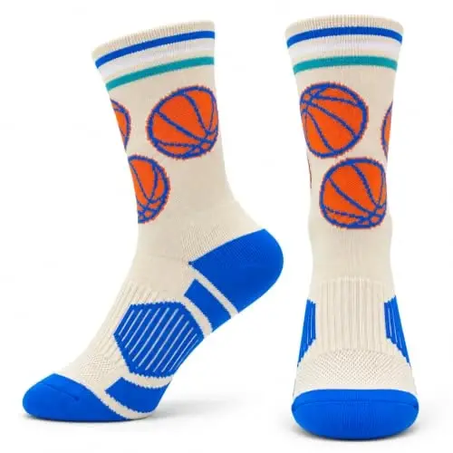 ChalkTalkSPORTS Basketball Socks - Cushioned Mid-Calf Crew - Youth & Adult | Moisture-Wicking Performance Blend, Athletic Basketball Gear, Stay-Up Technology, Arch Support, Breathable, Boys and Men - 1