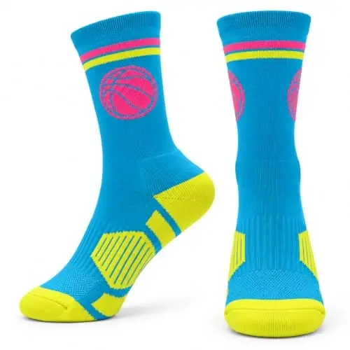 ChalkTalkSPORTS Basketball Socks - Cushioned Mid-Calf Crew - Youth & Adult | Moisture-Wicking Performance Blend, Athletic Basketball Gear, Stay-Up Technology, Arch Support, Breathable, Boys and Men - 1