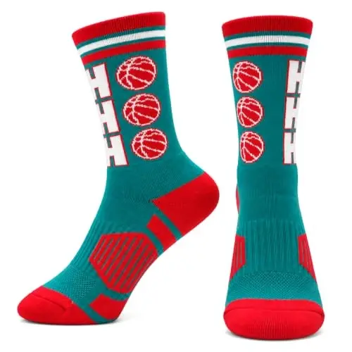 ChalkTalkSPORTS Basketball Socks - Cushioned Mid-Calf Crew - Youth & Adult | Moisture-Wicking Performance Blend, Athletic Basketball Gear, Stay-Up Technology, Arch Support, Breathable, Boys and Men - 1