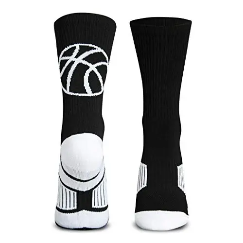 ChalkTalkSPORTS Basketball Socks - Cushioned Mid-Calf Crew - Youth & Adult | Moisture-Wicking Performance Blend, Athletic Basketball Gear, Stay-Up Technology, Arch Support, Breathable, Boys and Men - CHALKTALKSPORTS