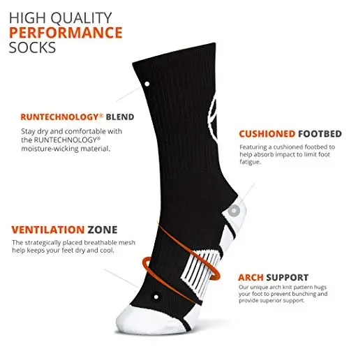 ChalkTalkSPORTS Basketball Socks - Cushioned Mid-Calf Crew - Youth & Adult | Moisture-Wicking Performance Blend, Athletic Basketball Gear, Stay-Up Technology, Arch Support, Breathable, Boys and Men - 3