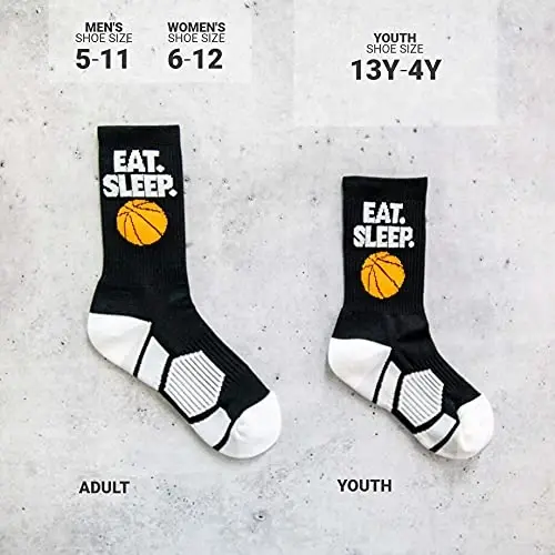 ChalkTalkSPORTS Basketball Socks - Cushioned Mid-Calf Crew - Youth & Adult | Moisture-Wicking Performance Blend, Athletic Basketball Gear, Stay-Up Technology, Arch Support, Breathable, Boys and Men - 4