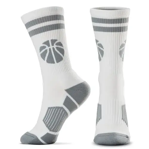 ChalkTalkSPORTS Basketball Socks - Cushioned Mid-Calf Crew - Youth & Adult | Moisture-Wicking Performance Blend, Athletic Basketball Gear, Stay-Up Technology, Arch Support, Breathable, Boys and Men 