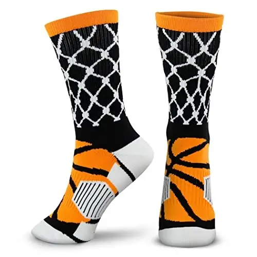 ChalkTalkSPORTS Basketball Socks - Cushioned Mid-Calf Crew - Youth & Adult | Moisture-Wicking Performance Blend, Athletic Basketball Gear, Stay-Up Technology, Arch Support, Breathable, Boys and Men - 1