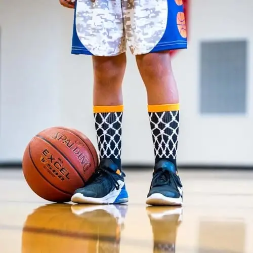 ChalkTalkSPORTS Basketball Socks - Cushioned Mid-Calf Crew - Youth & Adult | Moisture-Wicking Performance Blend, Athletic Basketball Gear, Stay-Up Technology, Arch Support, Breathable, Boys and Men - 3