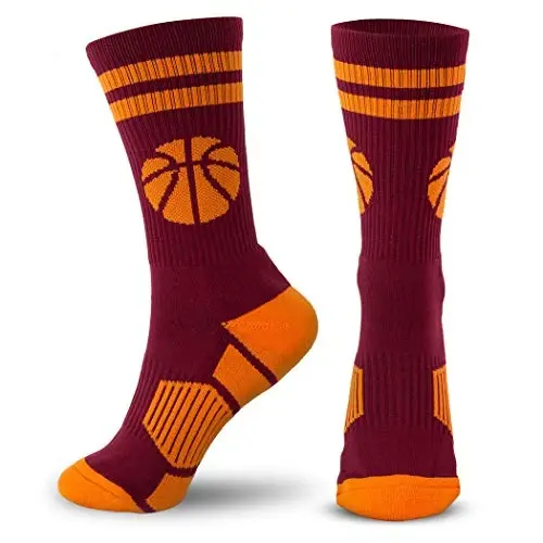 ChalkTalkSPORTS Basketball Socks - Cushioned Mid-Calf Crew - Youth & Adult | Moisture-Wicking Performance Blend, Athletic Basketball Gear, Stay-Up Technology, Arch Support, Breathable, Boys and Men - 1