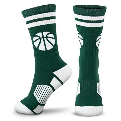 ChalkTalkSPORTS Basketball Socks - Cushioned Mid-Calf Crew - Youth & Adult | Moisture-Wicking Performance Blend, Athletic Basketball Gear, Stay-Up Technology, Arch Support, Breathable, Boys and Men - 1