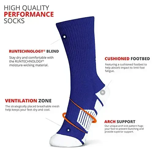 ChalkTalkSPORTS Basketball Performance Crew Socks - Jump Shot - Youth & Adult - Elite Basketball Mid-Calf Socks - 3