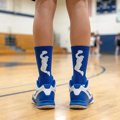 ChalkTalkSPORTS Basketball Socks - Cushioned Mid-Calf Crew - Youth & Adult | Moisture-Wicking Performance Blend, Athletic Basketball Gear, Stay-Up Technology, Arch Support, Breathable, Boys and Men 