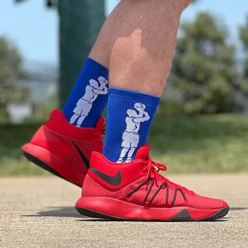 ChalkTalkSPORTS Basketball Performance Crew Socks - Jump Shot - Youth & Adult - Elite Basketball Mid-Calf Socks - 4