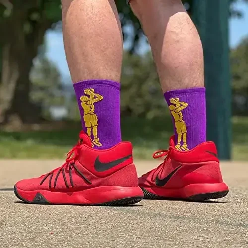 ChalkTalkSPORTS Basketball Performance Crew Socks - Jump Shot - Youth & Adult - Elite Basketball Mid-Calf Socks - 5