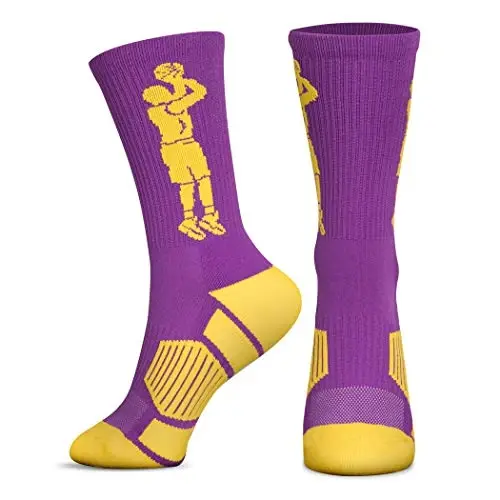 ChalkTalkSPORTS Basketball Performance Crew Socks - Jump Shot - Youth & Adult - Elite Basketball Mid-Calf Socks - 7