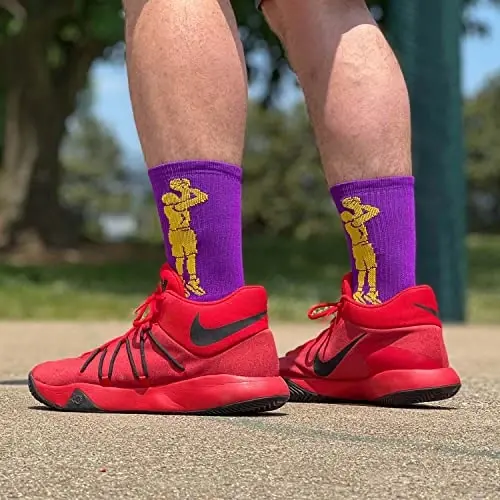 ChalkTalkSPORTS Basketball Performance Crew Socks - Jump Shot - Youth & Adult - Elite Basketball Mid-Calf Socks - 11
