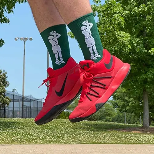 ChalkTalkSPORTS Basketball Performance Crew Socks - Jump Shot - Youth & Adult - Elite Basketball Mid-Calf Socks - 4