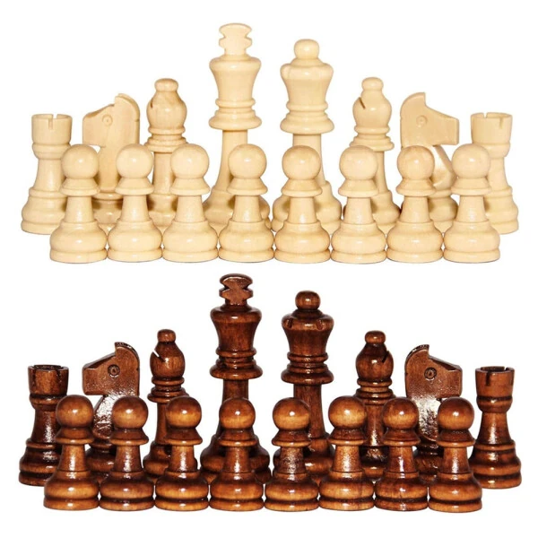CHAMAIR Wooden Checkers 2.2in King Figures 32PCS Chess Pieces Only for Chess Board Game - 8
